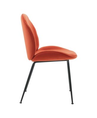 Scoop Black Powder Coated Steel Leg Performance Velvet Dining Chairs, Set of 2