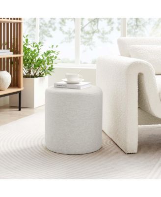 Callum 16" Round Woven Heathered Fabric Upholstered Ottoman