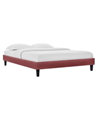 Alessi Performance Velvet Platform Bed with Wood Legs, Queen