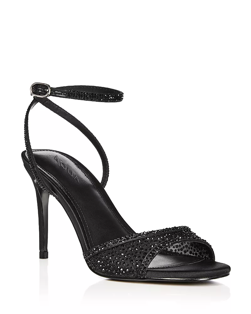 Aqua Women's Naya Embellished Mesh High Heel Sandals - Exclusive
