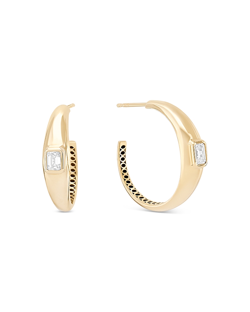 Lana 14K Yellow Gold Diamond Emerald Cut Hoop Earrings