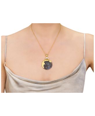 Gurhan 18K, 22K, & 24K Yellow Gold Crown Labradorite & Diamond Chameleon Pendant Necklace, 16-18"