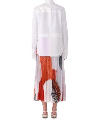 Collage Long Sleeve Zip Up Cotton Shirt