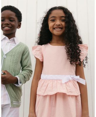 Girls' Organic Seersucker Ruffle Sleeve Peplum Dress - Little Kid, Big Kid