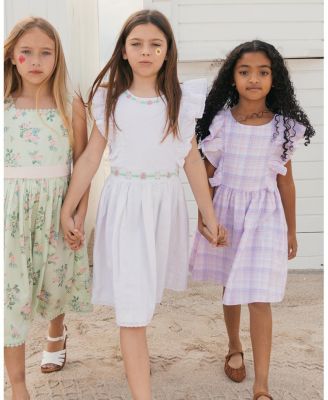 Girls' Linen Flutter Sleeve Pinafore Dress - Little Kid, Big Kid