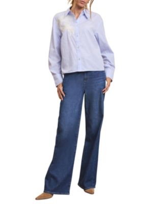  Women's Stripe Embroidered Shirt