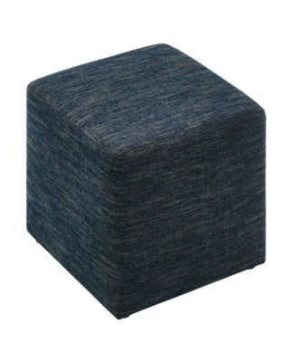  Callum 17" Square Woven Heathered Fabric Upholstered Ottoman
