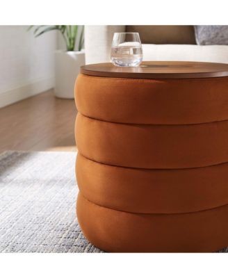 Mezzo Round Performance Velvet Storage Ottoman