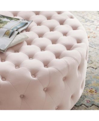 Ensconce Tufted Performance Velvet Round Ottoman