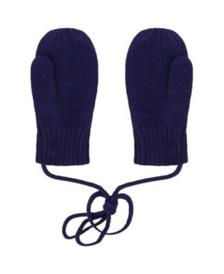  Unisex Rib Knit Mittens with Cord - Baby