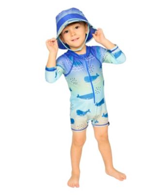 Boys' Wide Brim Blue Whale Print Beach Hat - Baby