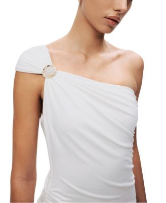 One-Shoulder Contrast Maxi Dress