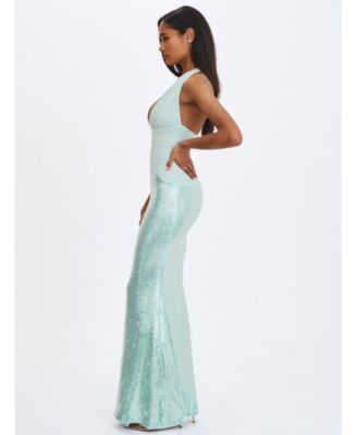  Wendale Sequin Plunging Mermaid Maxi Dress
