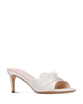 Women's Lace Trim Satin Slide Sandals 