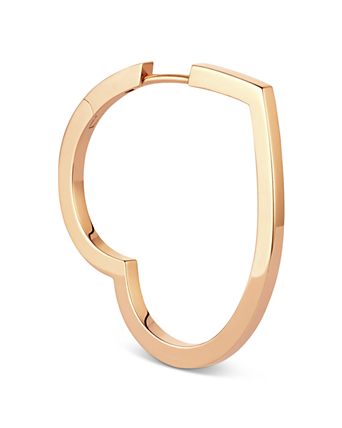 18K Rose Gold Antifer Large Heart Single Hoop Earring