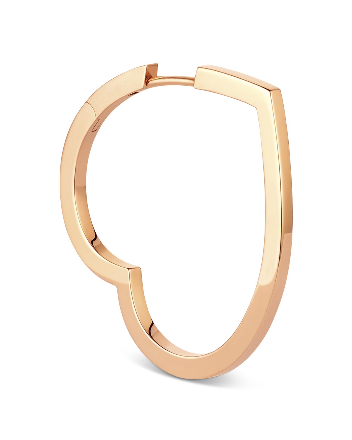 18K Rose Gold Antifer Large Heart Single Hoop Earring