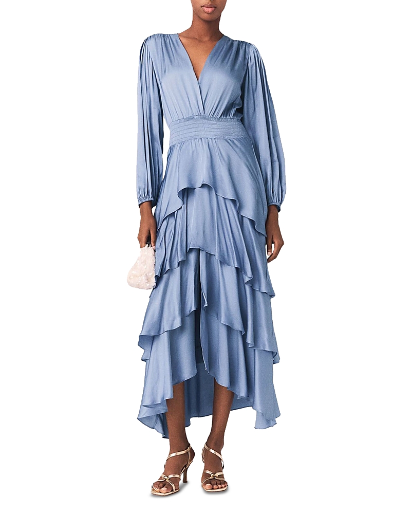 Maje Ruffinello Ruffle Tiered Maxi Dress