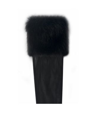  Eve Faux Fur-Trimmed Mesh Opera-length Gloves