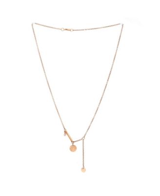 Very Small Ex-Libris Pendant Necklace 18K Rose Gold with Diamond, 15.75"