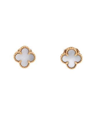  Sweet Alhambra Stud Earrings 18K Gold and Mother of Pearl