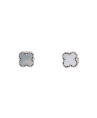  Sweet Alhambra Stud Earrings 18K White Gold and Mother of Pearl