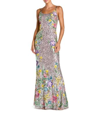  Embellished Sleeveless Cowl Back Gown