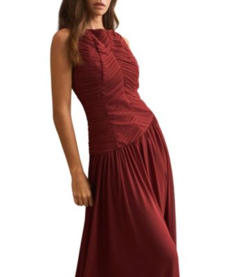  Women's Ruched Detail Midi Dress