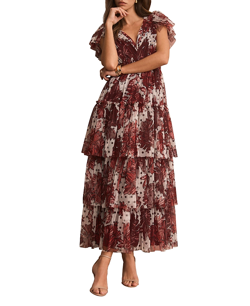 Mint Velvet Women's Floral Print Tulle Midi Dress