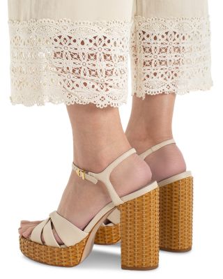 Stride Mid Rise Wide Leg Jeans with Lace Trim in Ecru