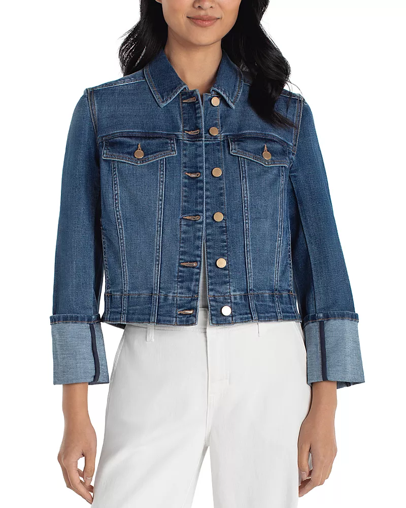 Liverpool Los Angeles Bracelet Length High Cuff Trucker Jacket in West Ways