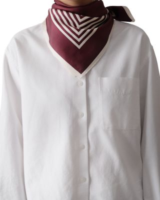 Striped Wine Red Silk Scarf