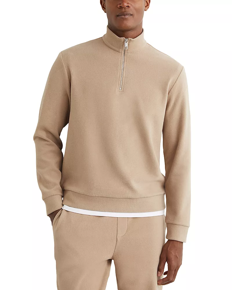 Reiss Brushed Rib Half-Zip Sweatshirt