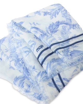 Floral Print Wool Blend Shawl 