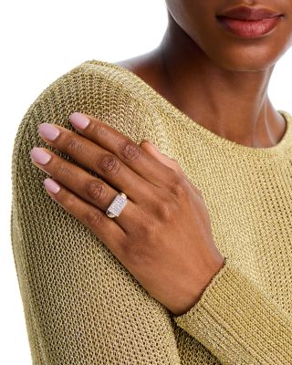 Diamond Square Cluster Ridged Ring in 14K Yellow Gold, 1.4 tcw