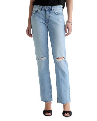 Sandra Low Rise Straight Jeans in Soft Focus Destructed