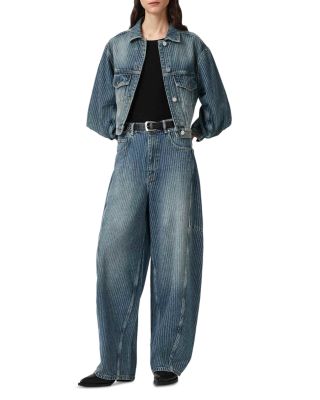 Carter High Rise Stripe Wide Leg Jeans in Titan Blue