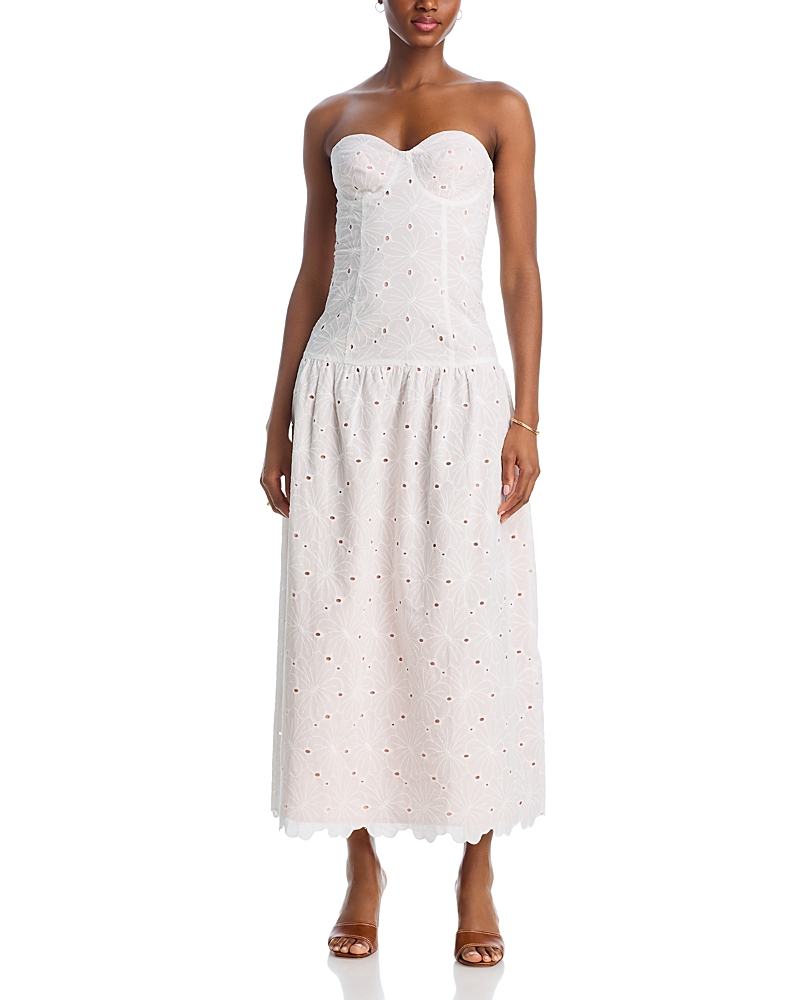 Aqua Damaris Eyelet Drop Waist Midi Dress - Exclusive