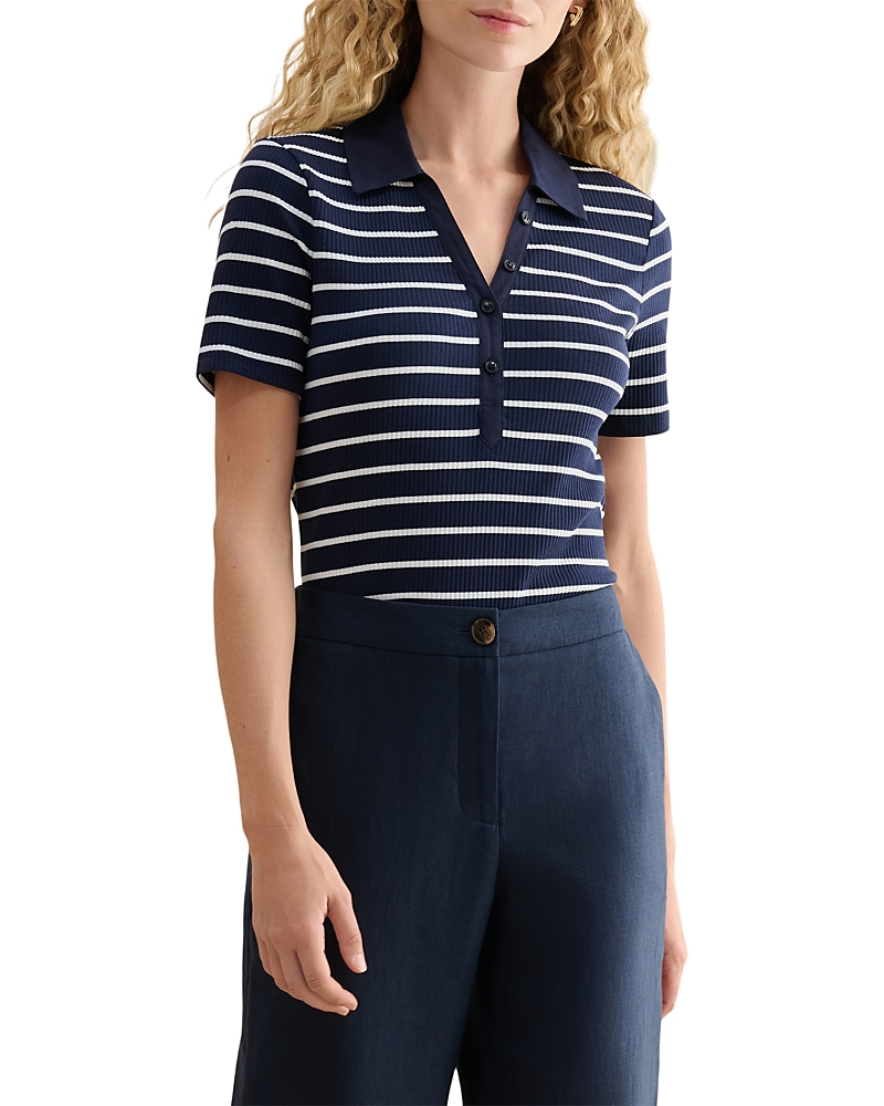 Hobbs London Merle Ribbed Polo Top