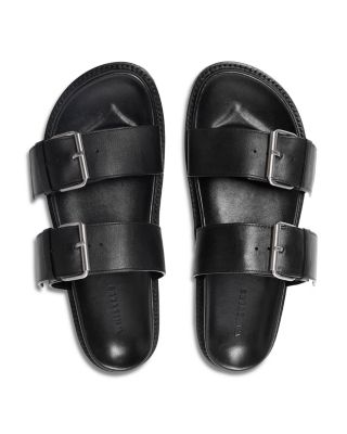 Leather Double Buckle Slides