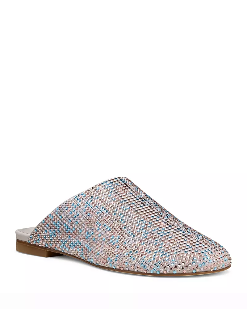 Stuart Weitzman Women's Thalia Shine Embellished Leather Mules