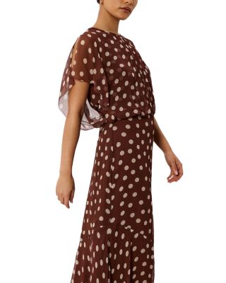 Petites Polka Dot Print Midi Dress