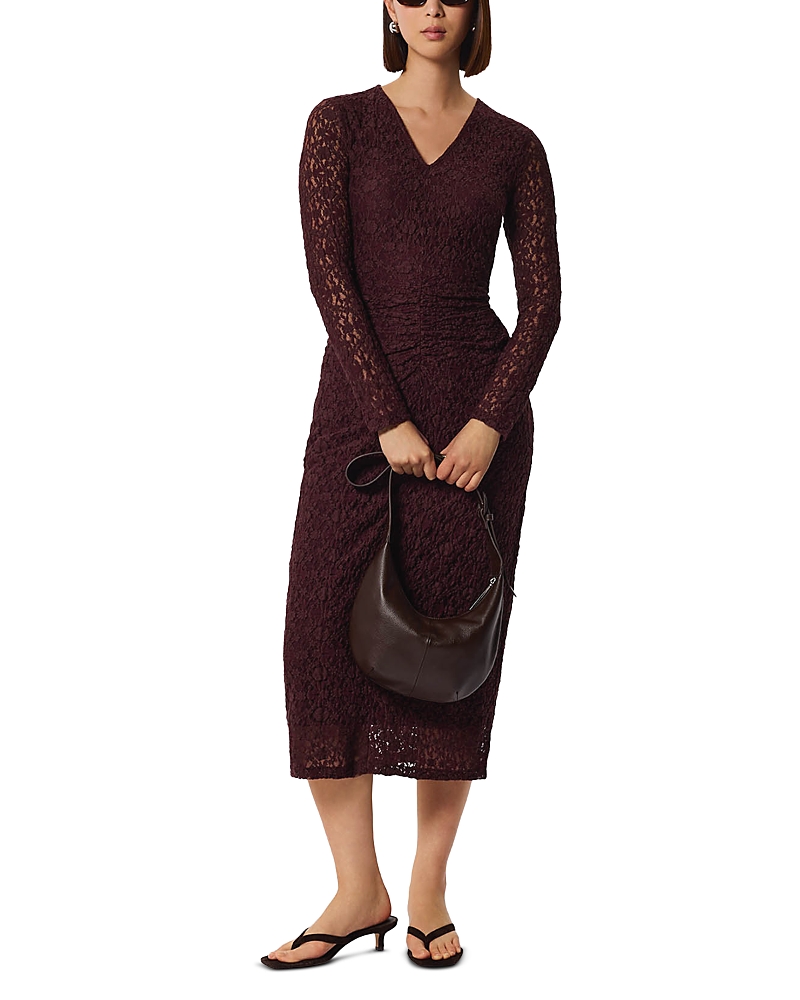 Whistles Ruched Bodice Lace Dress