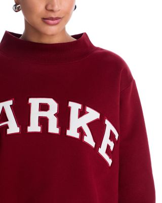 Maroon White Varsity Mock Neck Sweatshirt