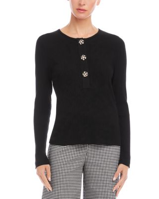 Ribbed Floral Button Top