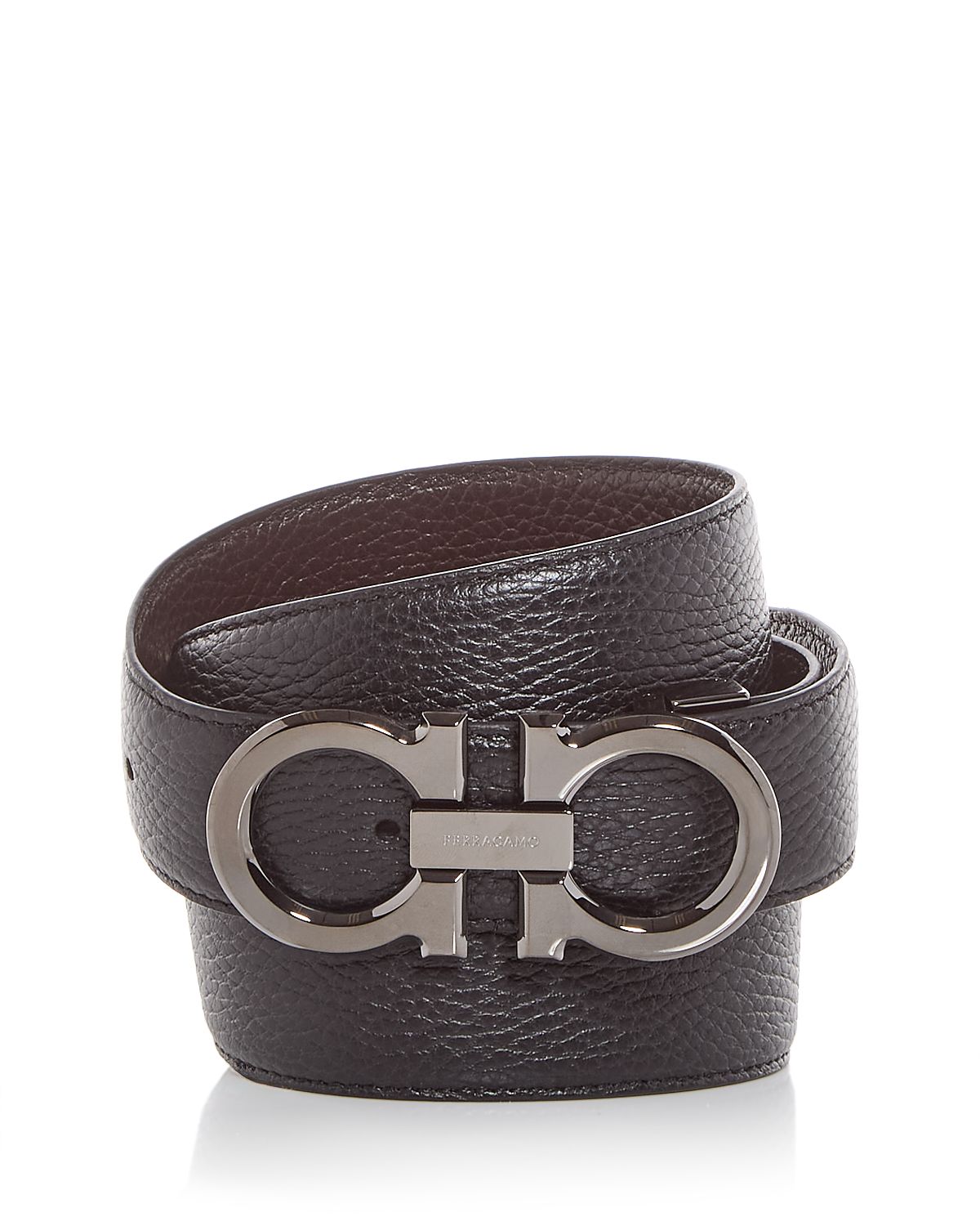 Ferragamo Men's Double Gancini Reversible Leather Belt