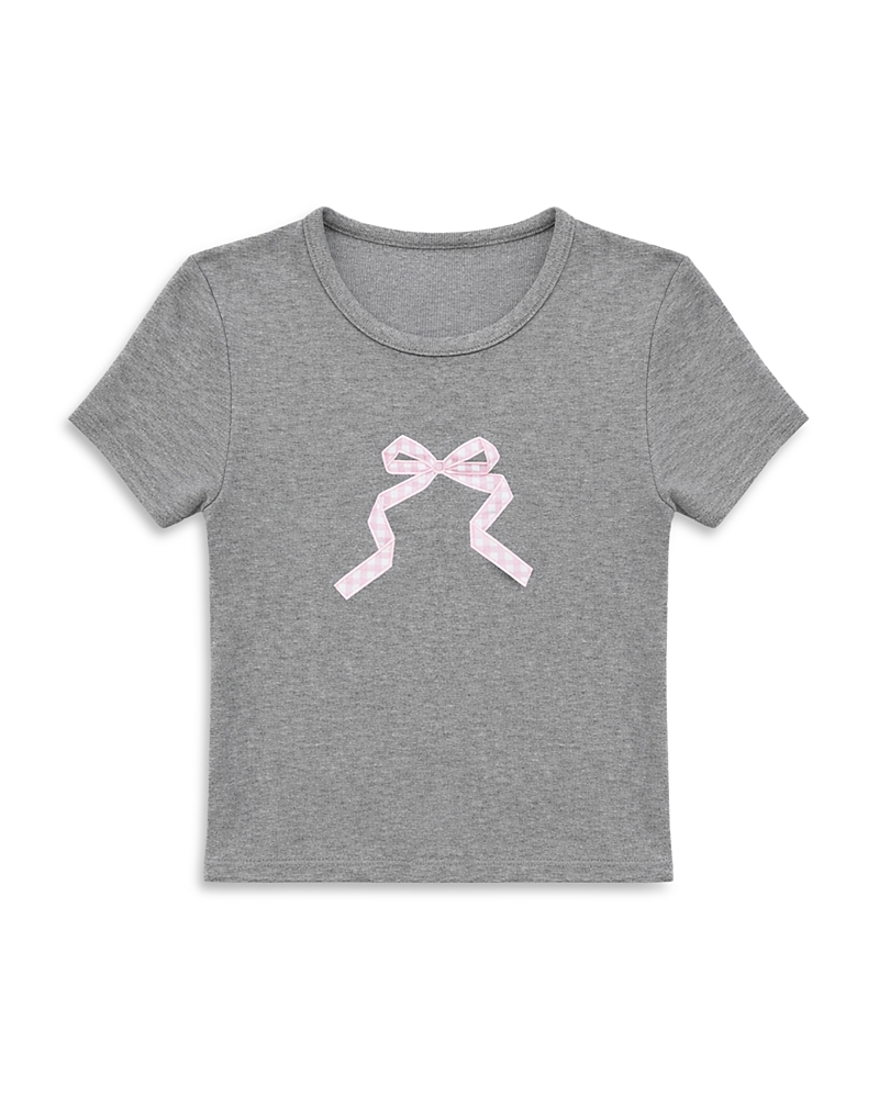 KatieJnyc Girls' Tween Gingham Bow Tee - Big Kid