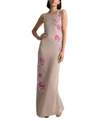 Metallic Peony Jacquard Knit Gown