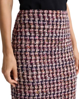 Houndstooth Tweed Pencil Skirt