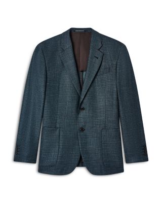 G Line Deco Regular Fit Single Breasted Notch Lapel Jacket in Wool & Silk Blend