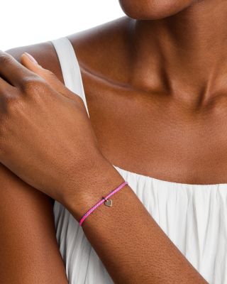 14K Yellow Gold Paracord Midi Bitty Heart Charm Cord Bracelet